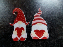 Load image into Gallery viewer, 12 PRECUT Valentine Gnomes/Gonk Edible wafer paper cake/cupcake toppers
