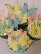 Load image into Gallery viewer, 48 Precut Edible Pastel Mix Butterflies for cakes and cupcake toppers
