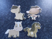 Load image into Gallery viewer, 12 PRECUT Edible Horse wafer/rice paper cake/cupcake toppers
