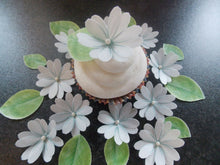 Load image into Gallery viewer, 34 piece 3D Edible white daisy flower and leaves wafer paper cake/cupcake topper
