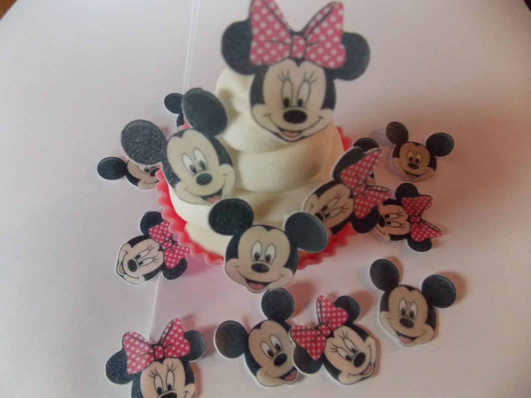 24 PRECUT Mini Minnie and Mickey Edible wafer/rice paper cake/cupcake toppers