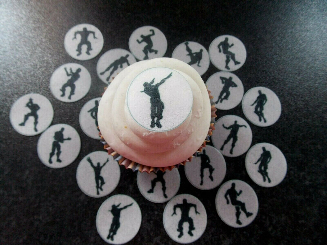20 PRECUT Edible Fortnite Dancing Discs wafer paper cake/cupcake toppers
