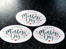Load image into Gallery viewer, 12 PRECUT edible wafer/rice paper Mothers Day Oval cake/cupcake toppers
