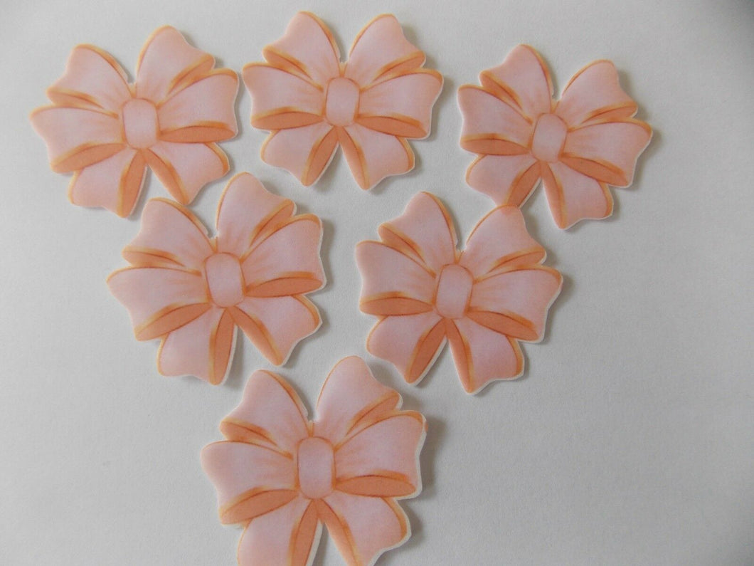 12 PRECUT Edible Pink Bows wafer/rice paper cake/cupcake toppers