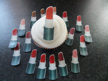 Load image into Gallery viewer, 18 PRECUT Edible Lipsticks wafer/rice paper cake/cupcake toppers
