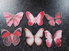 Load image into Gallery viewer, 12 Precut Edible Pink Mix(2) Butterflies for cakes and cupcake toppers
