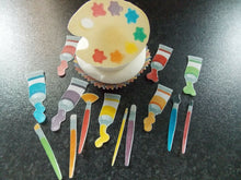 Load image into Gallery viewer, 15 PRECUT edible Painter/Artists tools wafer/rice paper cake/cupcake toppers
