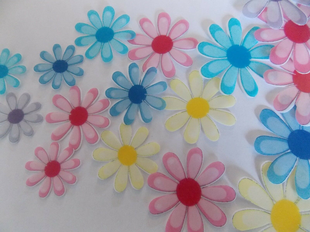 40 PRECUT Edible Mixed Flower wafer paper cake/cupcake toppers