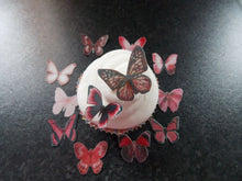 Load image into Gallery viewer, 24 Small Precut Edible Pink Mix(2) Butterflies for cakes and cupcake toppers
