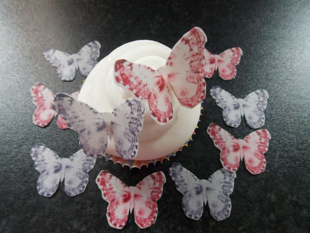24 **PRECUT** Pink and Purple Edible Butterflies cake/cupcake toppers