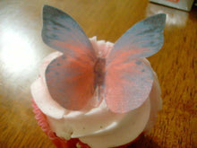 Load image into Gallery viewer, 12 PRECUT Blue &amp; Pink Edible wafer/rice paper Butterflies cake/cupcake toppers
