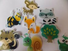 Load image into Gallery viewer, 12 PRECUT edible wafer/rice paper Woodland Animals cake/cupcake toppers
