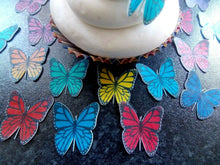 Load image into Gallery viewer, 30 Precut Edible Small Multi Monarch Butterfly wafer paper cake/cupcake toppers
