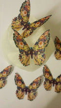 Load image into Gallery viewer, 12 PRECUT Purple Floral Edible wafer/rice paper Butterflies cake/cupcake toppers
