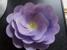 Load image into Gallery viewer, 1 Extra Large edible wafer/rice paper purple open flower cake topper
