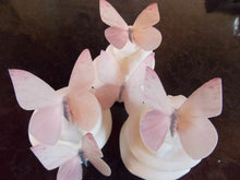 Load image into Gallery viewer, 12 PRECUT Pale Pink Edible wafer/rice paper Butterflies cake/cupcake toppers
