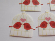 Load image into Gallery viewer, 12 PRECUT edible wafer/rice paper Valentine Bird cage cake/cupcake toppers
