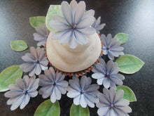 Load image into Gallery viewer, 34 piece 3D Edible lilac daisy flower and leaves wafer paper cake/cupcake topper
