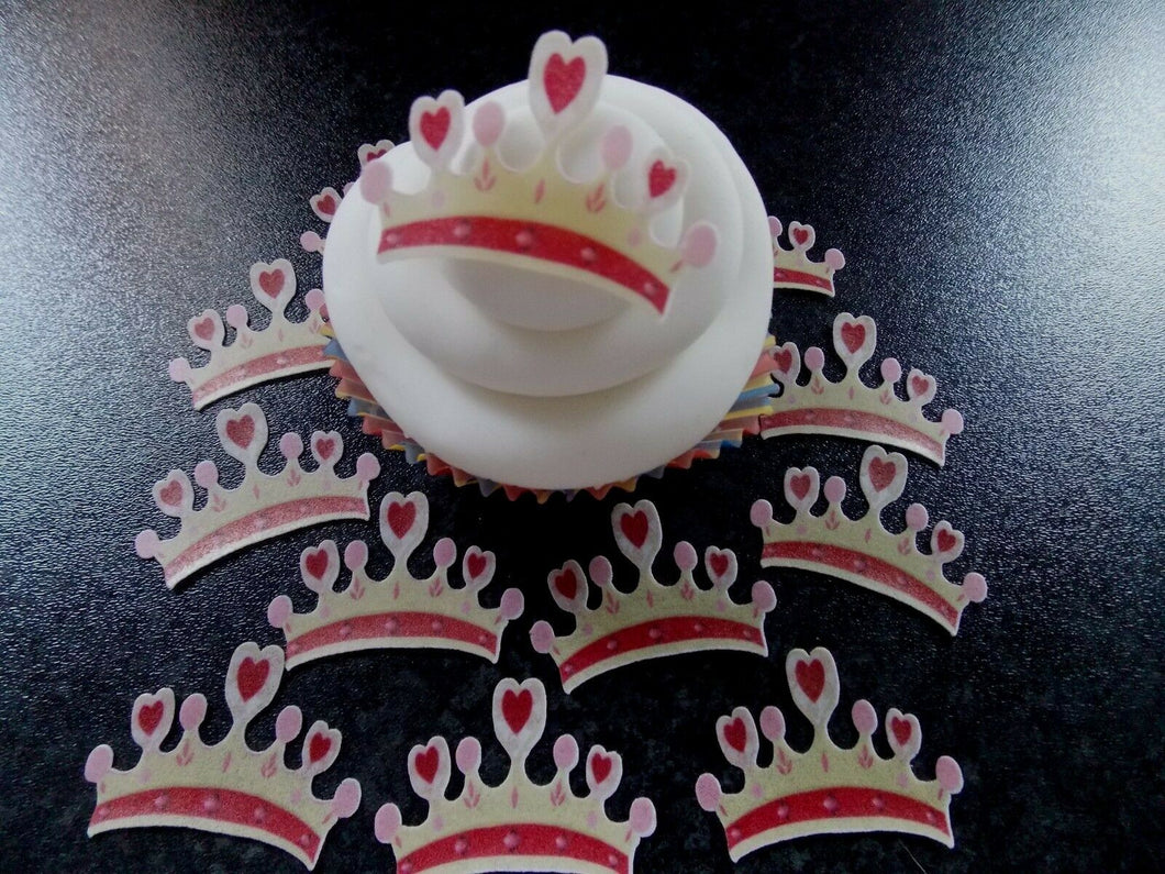 16 PRECUT Princess Tiara/Crown Edible wafer/rice paper cake/cupcake toppers