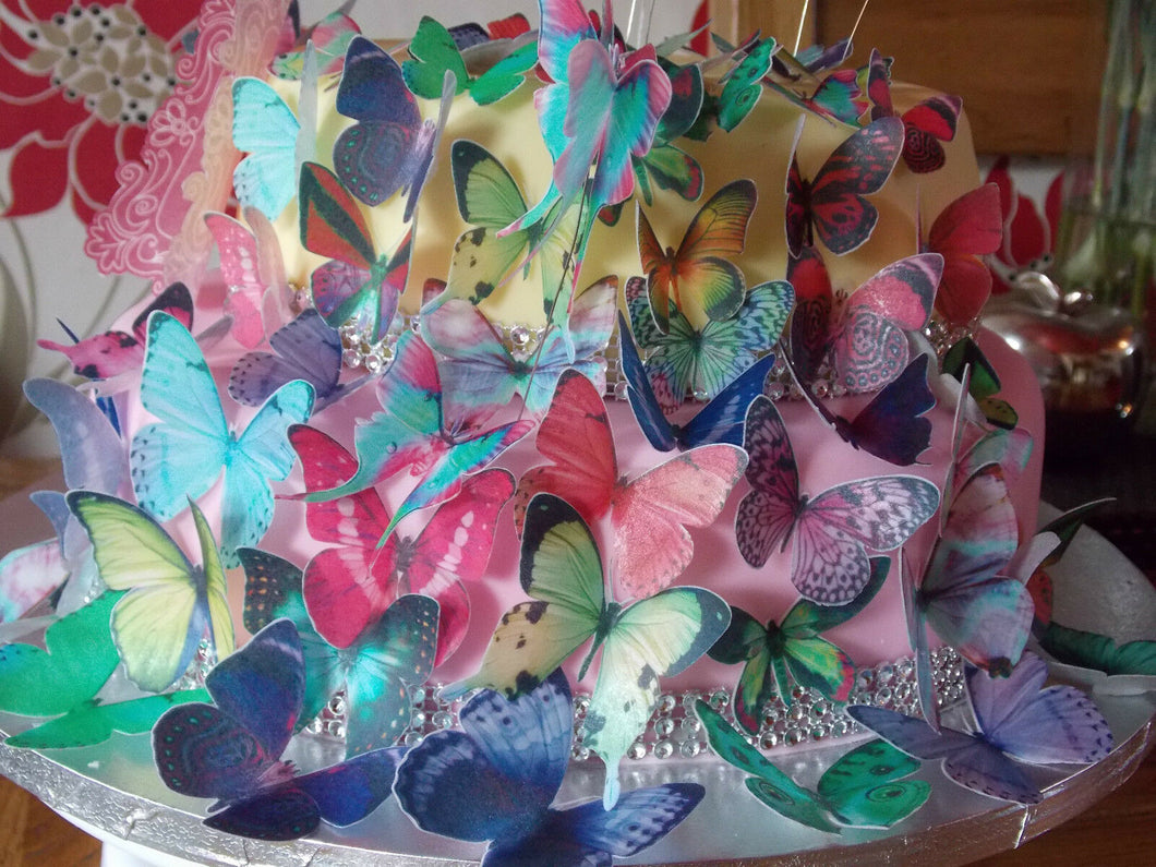 100 PRECUT Edible Mixed Butterfly wafer/rice paper cake/cupcake toppers