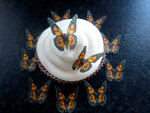 Load image into Gallery viewer, 30 Precut Small Edible Bronze/Orange Butterflies wafer paper cake/cupcake topper
