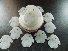 Load image into Gallery viewer, 12 PRECUT Easter white Rabbit edible wafer/rice paper cake/cupcake toppers
