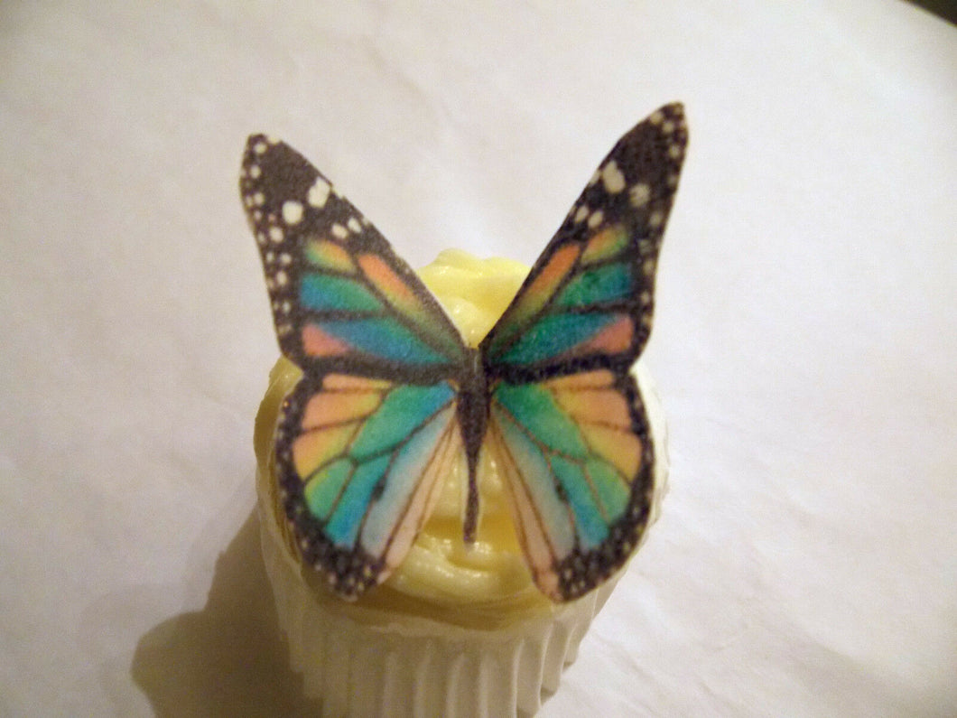 12 PRECUT Multi Colour Edible wafer/rice paper Butterflies cake/cupcake toppers