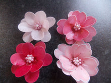 Load image into Gallery viewer, 21 Edible Pink Mix flowers wafer/rice paper cake/cupcake toppers
