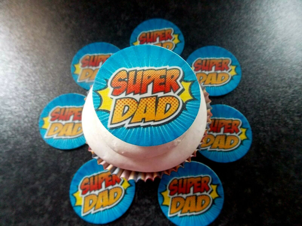 12 PRECUT Edible Father/Dad Day wafer/rice paper cake/cupcake toppers (4)