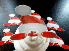 Load image into Gallery viewer, 12 PRECUT Edible Christmas/xmas peeking Santa wafer paper cake/cupcake toppers
