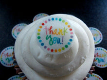 Load image into Gallery viewer, 35 Precut Small Edible Thank you Discs wafer paper cake/cupcake topper (2)
