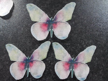 Load image into Gallery viewer, 8 Precut edible Large Pink/Blue/Green Butterflies Wedding,Birthday cake toppers
