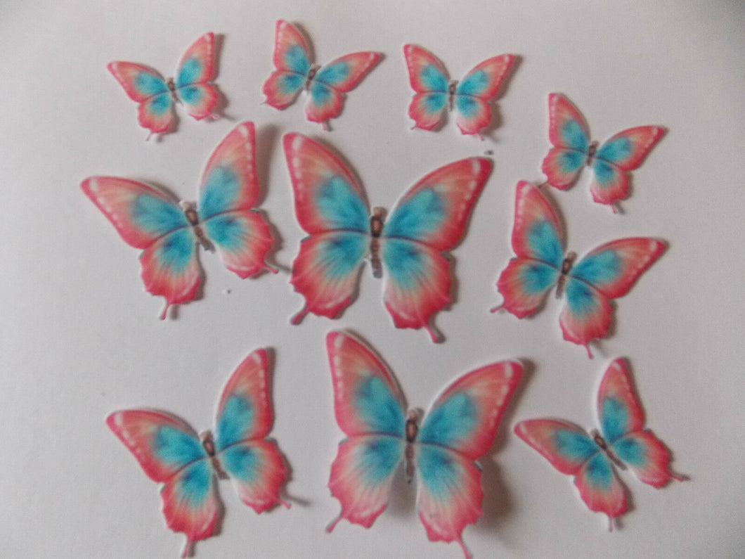 44 PRECUT Edible Pink/Peach wafer/rice paper Butterflies cake/cupcake toppers