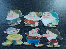 Load image into Gallery viewer, 12 PRECUT Edible Snow White and 7 dwarfs wafer/rice paper cake/cupcake toppers
