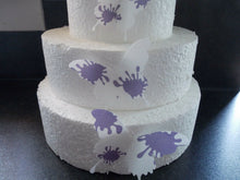 Load image into Gallery viewer, 8 Precut edible Large Purple Paint Splat Butterfly Wedding,Birthday cake toppers
