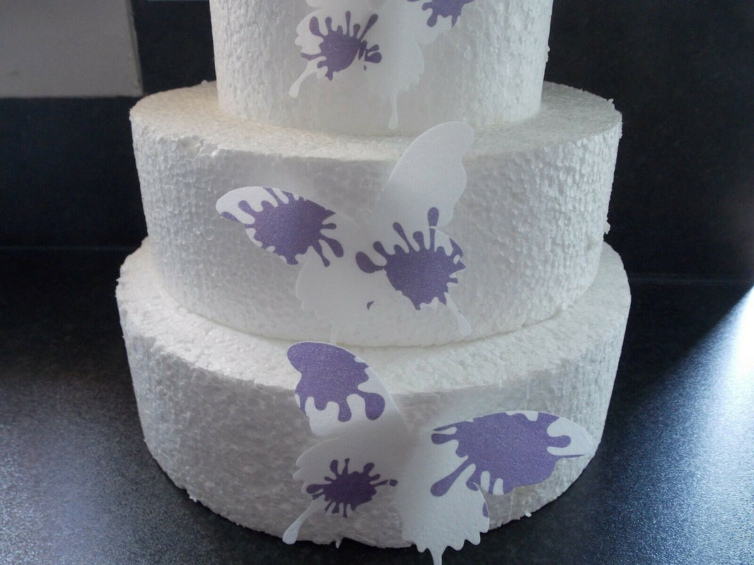8 Precut edible Large Purple Paint Splat Butterfly Wedding,Birthday cake toppers