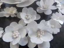 Load image into Gallery viewer, 21 Edible White Mix flowers wafer/rice paper cake/cupcake toppers
