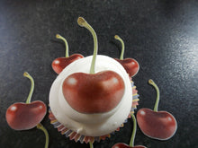 Load image into Gallery viewer, 12 PRECUT Edible Cherry/Cherries fruit wafer/rice paper cake/cupcake toppers
