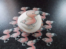 Load image into Gallery viewer, 12 PRECUT Edible Pink Flamingo wafer/rice paper cake/cupcake toppers
