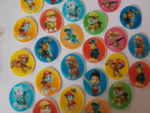 Load image into Gallery viewer, 24 *PRECUT* small Paw Patrol Discs Edible wafer/rice paper cake/cupcake toppers
