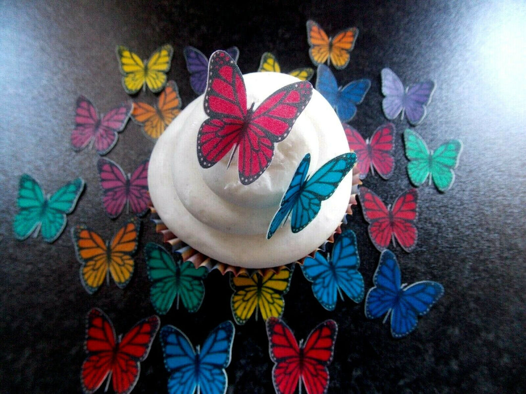 30 Precut Edible Small Multi Monarch Butterfly wafer paper cake/cupcake toppers