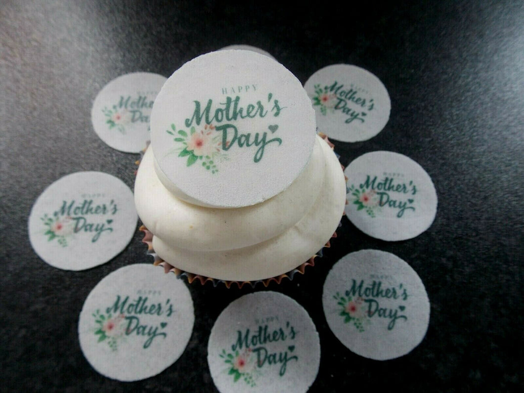12 PRECUT edible wafer/rice paper Mothers Day Disc cake/cupcake toppers (3)