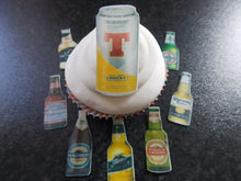 Load image into Gallery viewer, 16 PRECUT Novelty Beer Bottles Edible wafer/rice paper cake/cupcake toppers
