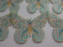 Load image into Gallery viewer, 32 PRECUT Edible Vintage Green Butterflies cake/cupcake toppers
