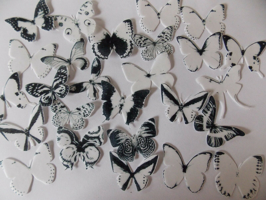 30 PRECUT Edible White Mix Butterfly wafer/rice paper cake/cupcake toppers