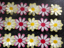 Load image into Gallery viewer, 3 Precut Edible Wafer Paper 3d Pink&amp;Yellow flower cake ribbon/border cake topper
