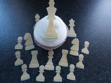 Load image into Gallery viewer, 16 PRECUT Edible Brown/Beige Chess Pieces wafer/rice paper cake/cupcake toppers
