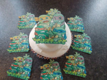 Load image into Gallery viewer, 12 PRECUT Edible Turtles TMNT wafer/rice paper cake/cupcake toppers (2)
