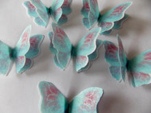Load image into Gallery viewer, 12 PRECUT Double Blue Edible wafer paper Butterflies cake/cupcake toppers (1)
