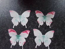 Load image into Gallery viewer, 12 PRECUT Edible white and Pink Butterflies wafer paper cake/cupcake toppers(h)

